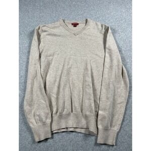 Merona 100% Cotton V Neck Sweater Mens M Tan Light Academia Preppy Minimalist